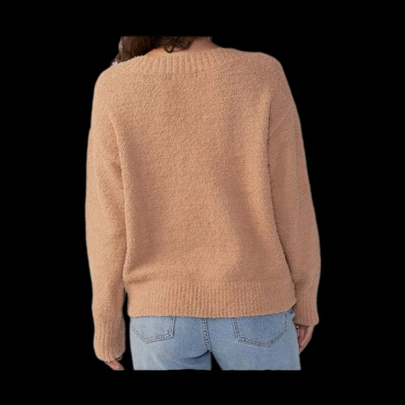 Sanctuary Tan Brown V-Neck Knitted Long Sleeve Oversized Sweater Size S NWT - Picture 2 of 8